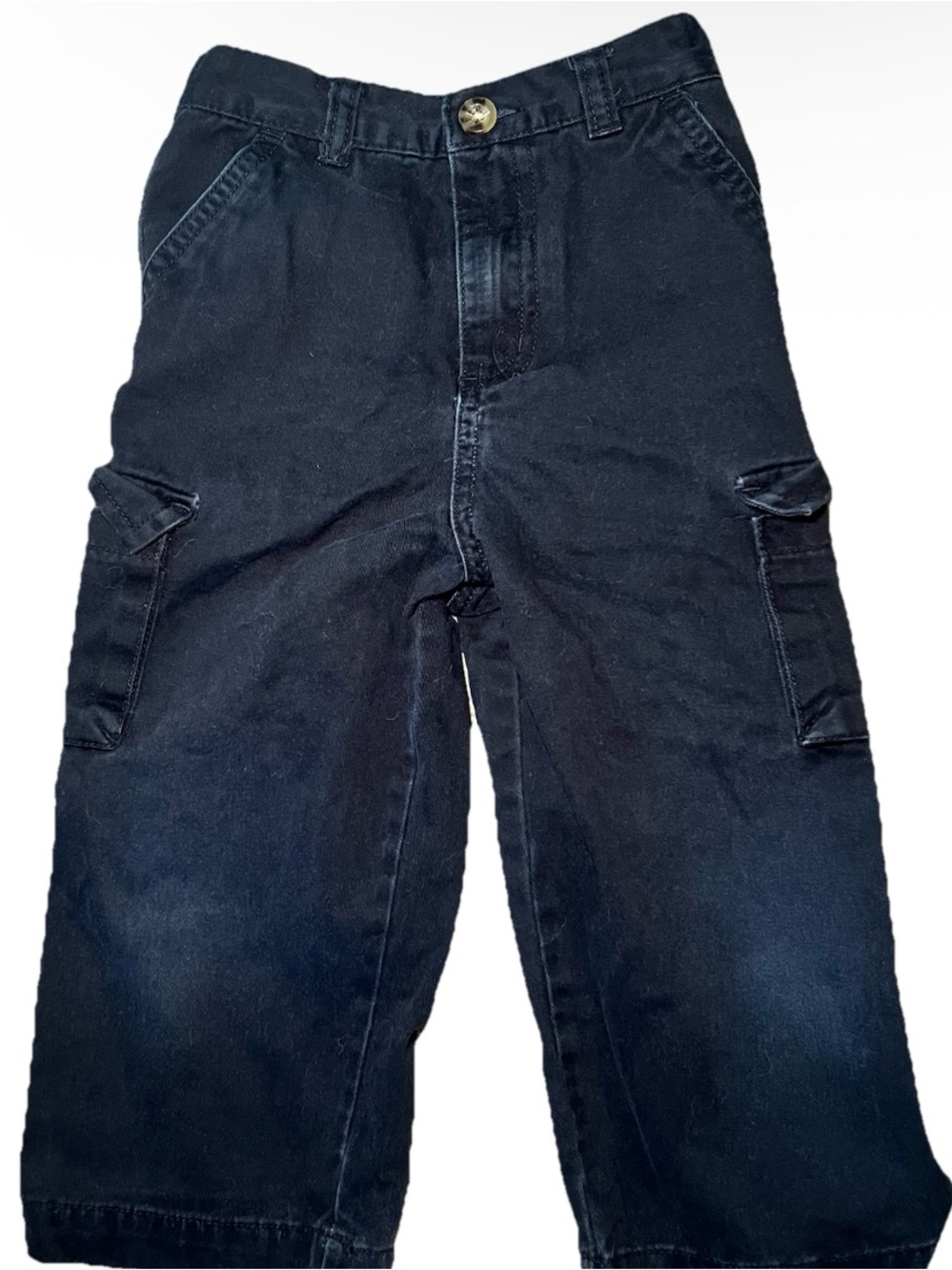 Vintage Y2K Gorpcore Kids Black Utility Cargo Pants Skater Grunge George Button